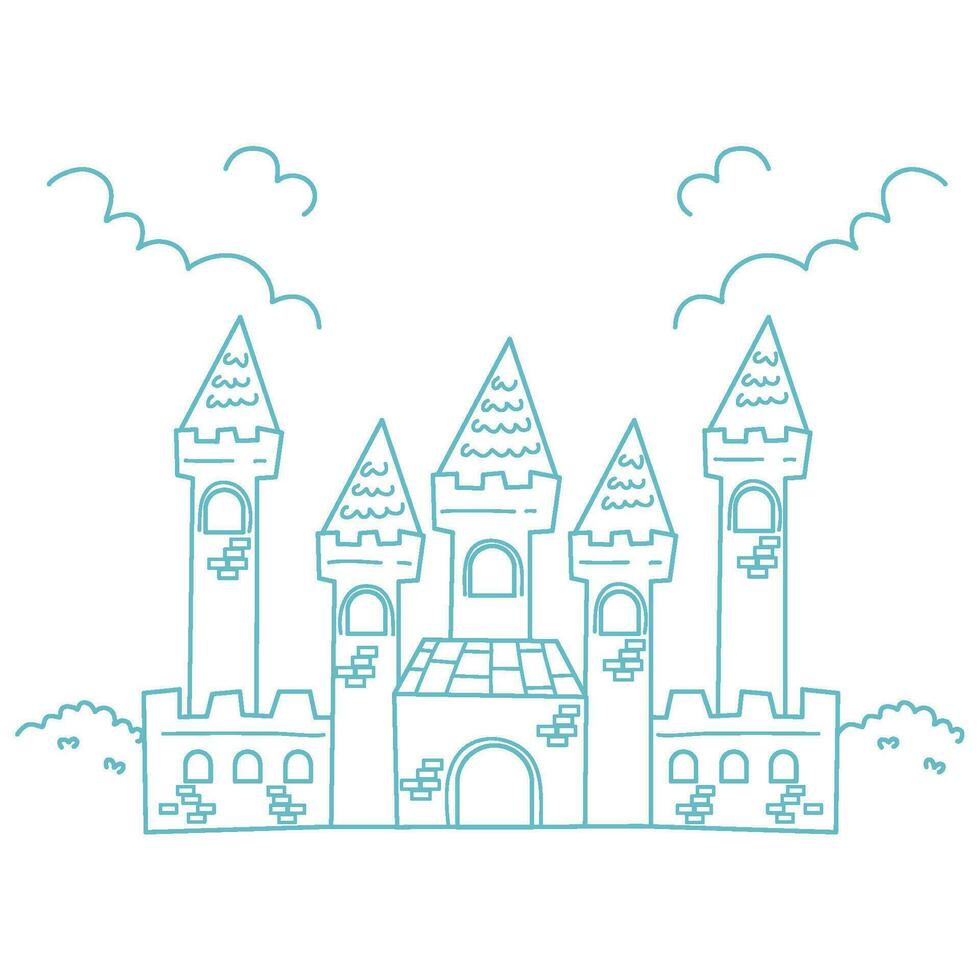 castle coloring page for kids vector