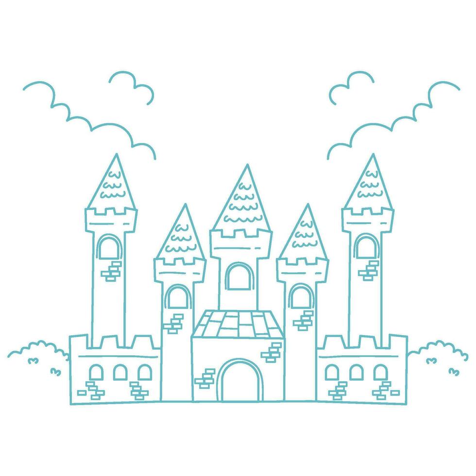 castle coloring page for kids vector