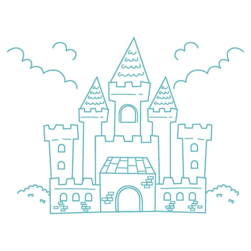 royal castle coloring page for kids vector