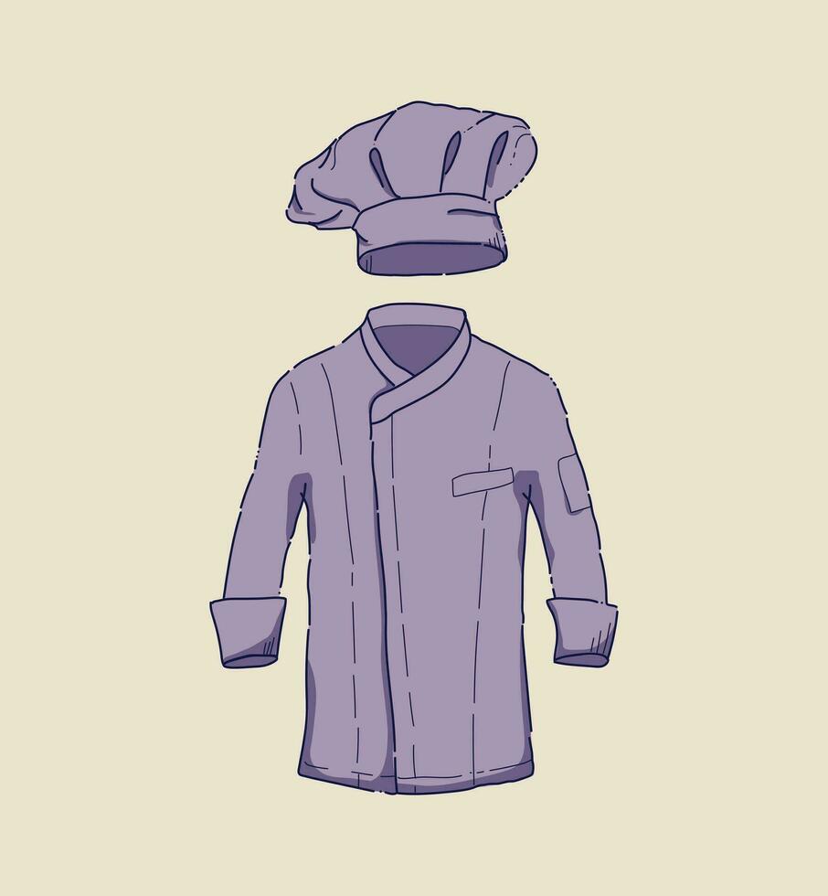 colección de dibujado a mano cocinero chaqueta y cocinero sombrero vector