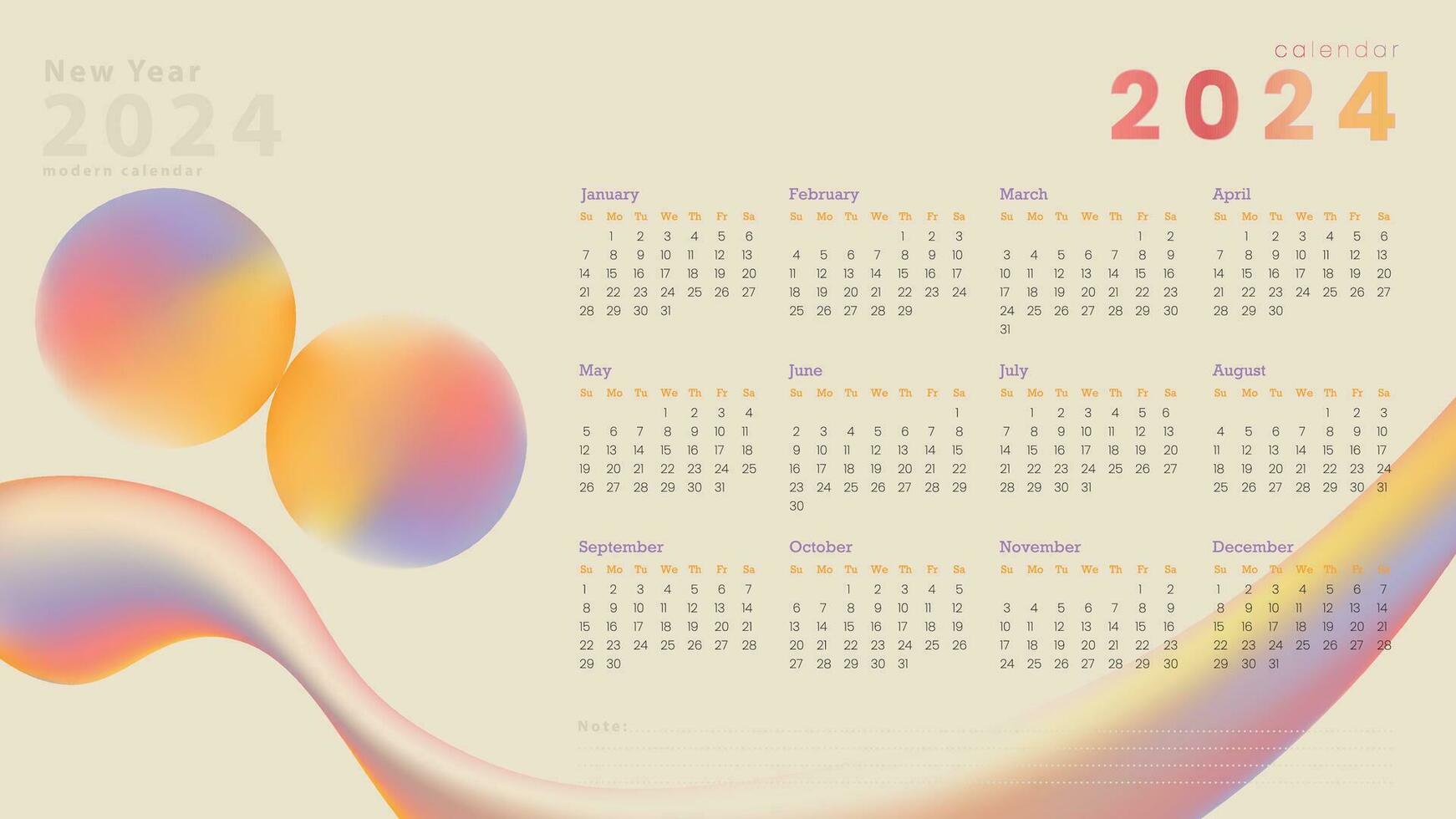 de moda degradado anual calendario modelo vector