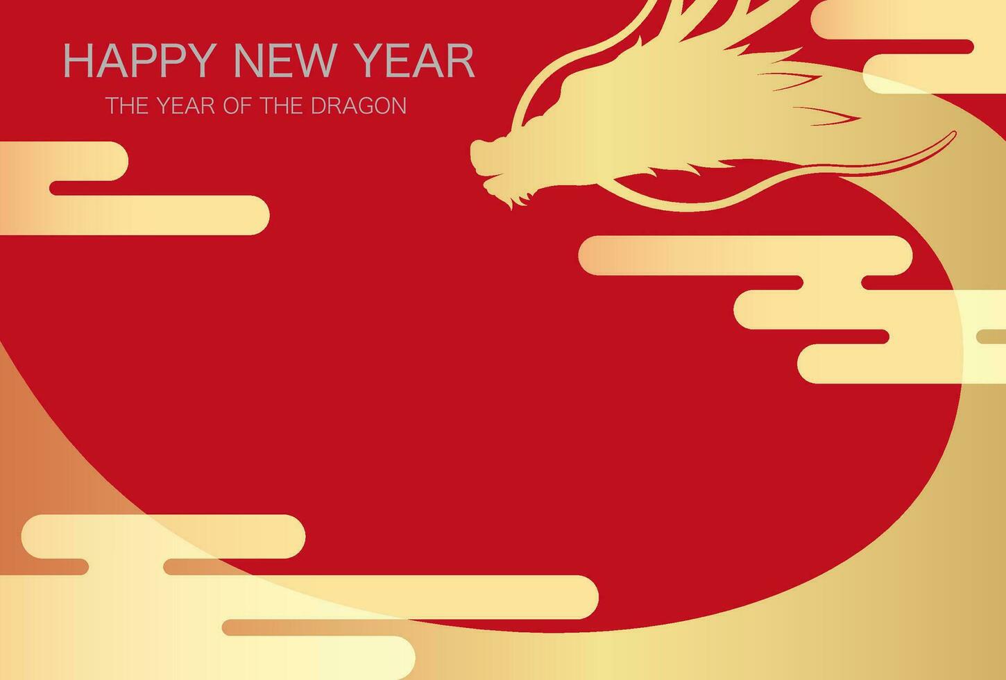 Year Of The Dragon Vector New Years Card Template With A Red Background And Text Space.