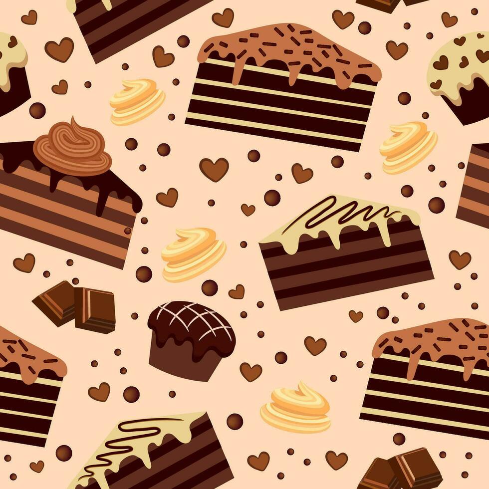 seamless pattern with chocolate products. vector illustration