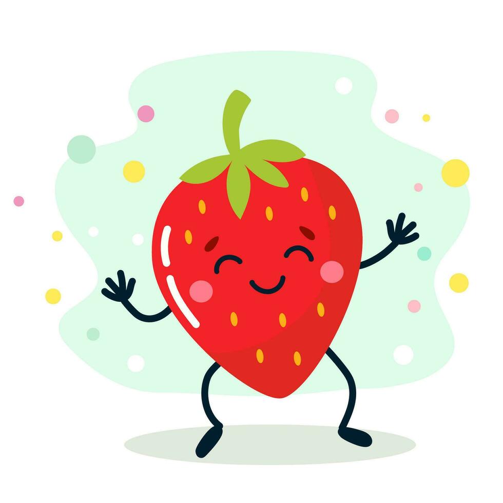 A fruit with a cheerful face. Vector illustration isolated on white background