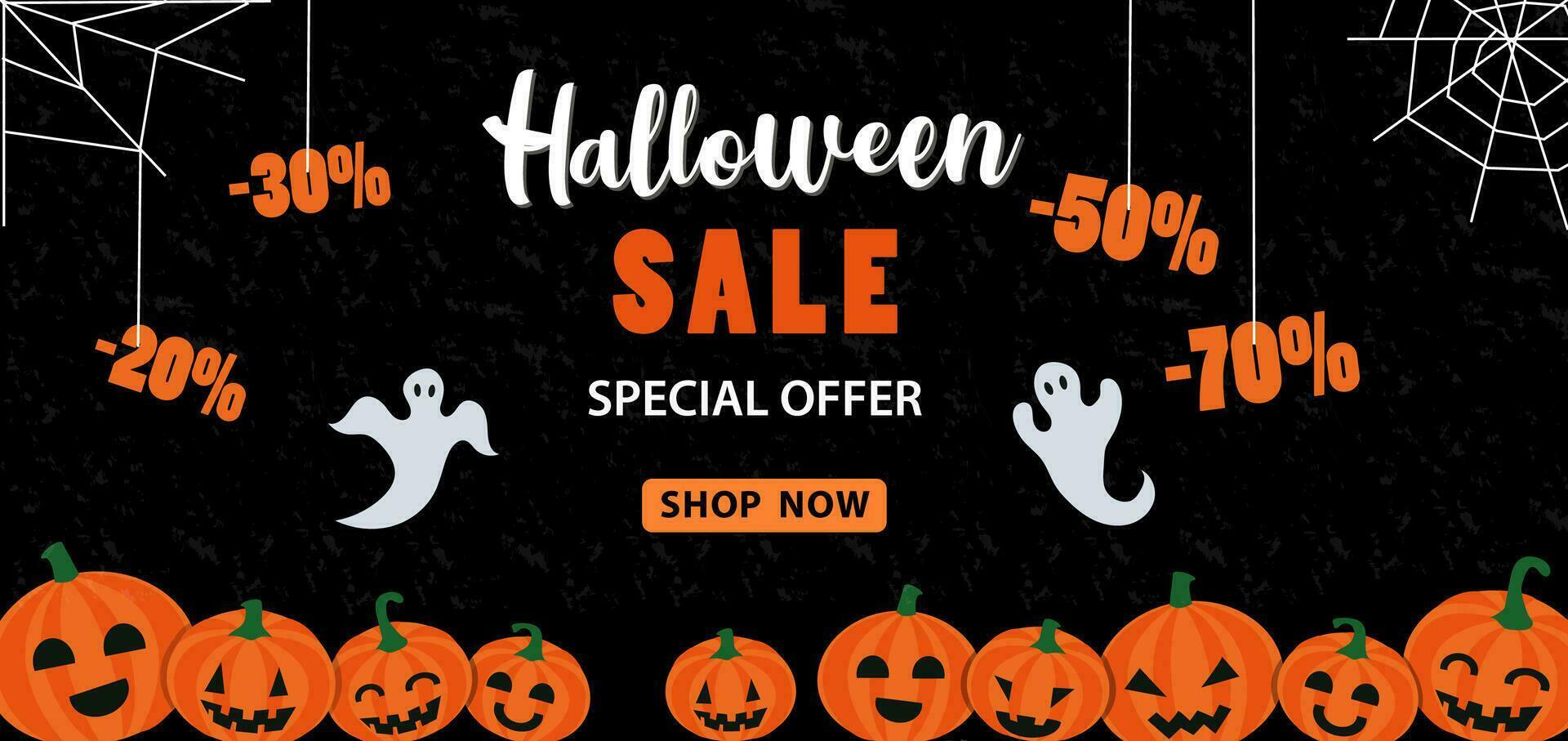 Happy Halloween sale banner. party invitation background. Vector image