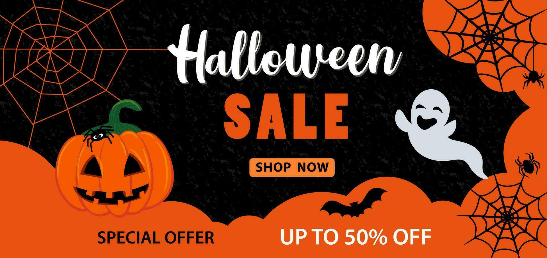 Happy Halloween sale banner. party invitation background. Vector image