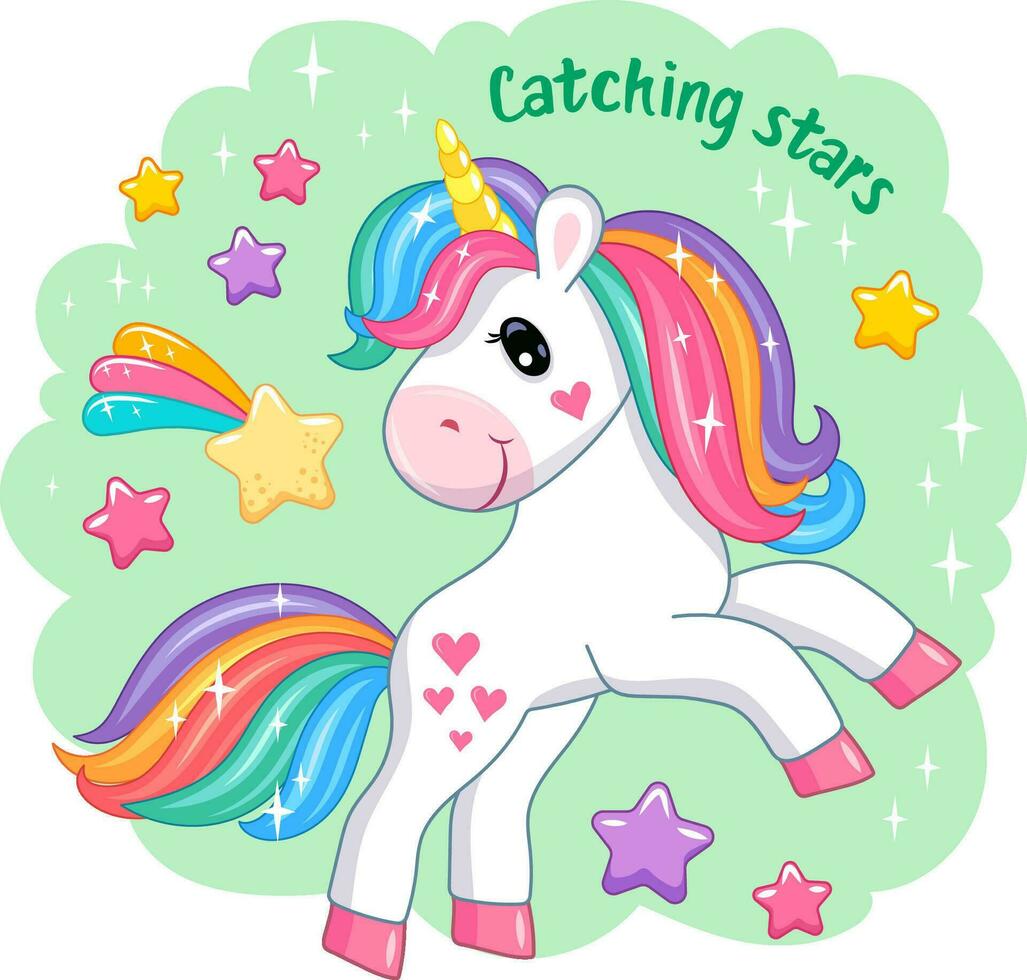 unicorns in cartoon style for kids. vector illustration