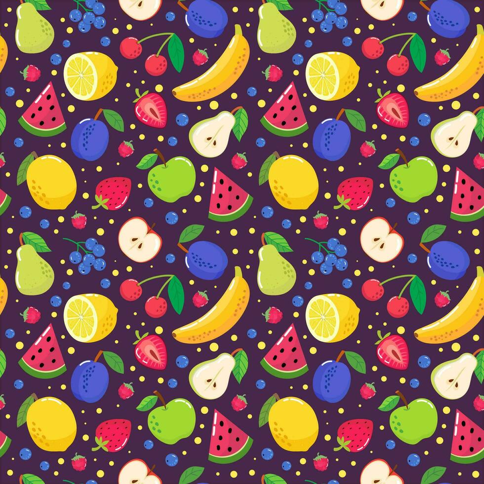 fruit and berries. seamless pattern. vector image. for printing on fabrics, paper cups, wrapping paper, phone cases. for party