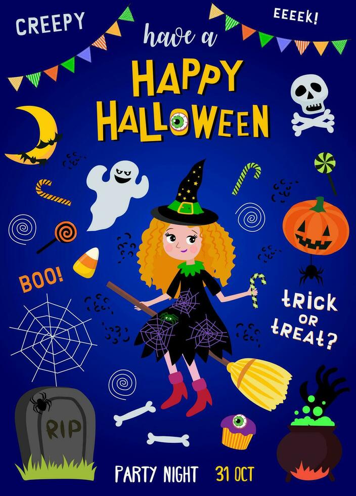 halloween party invitation. vector image