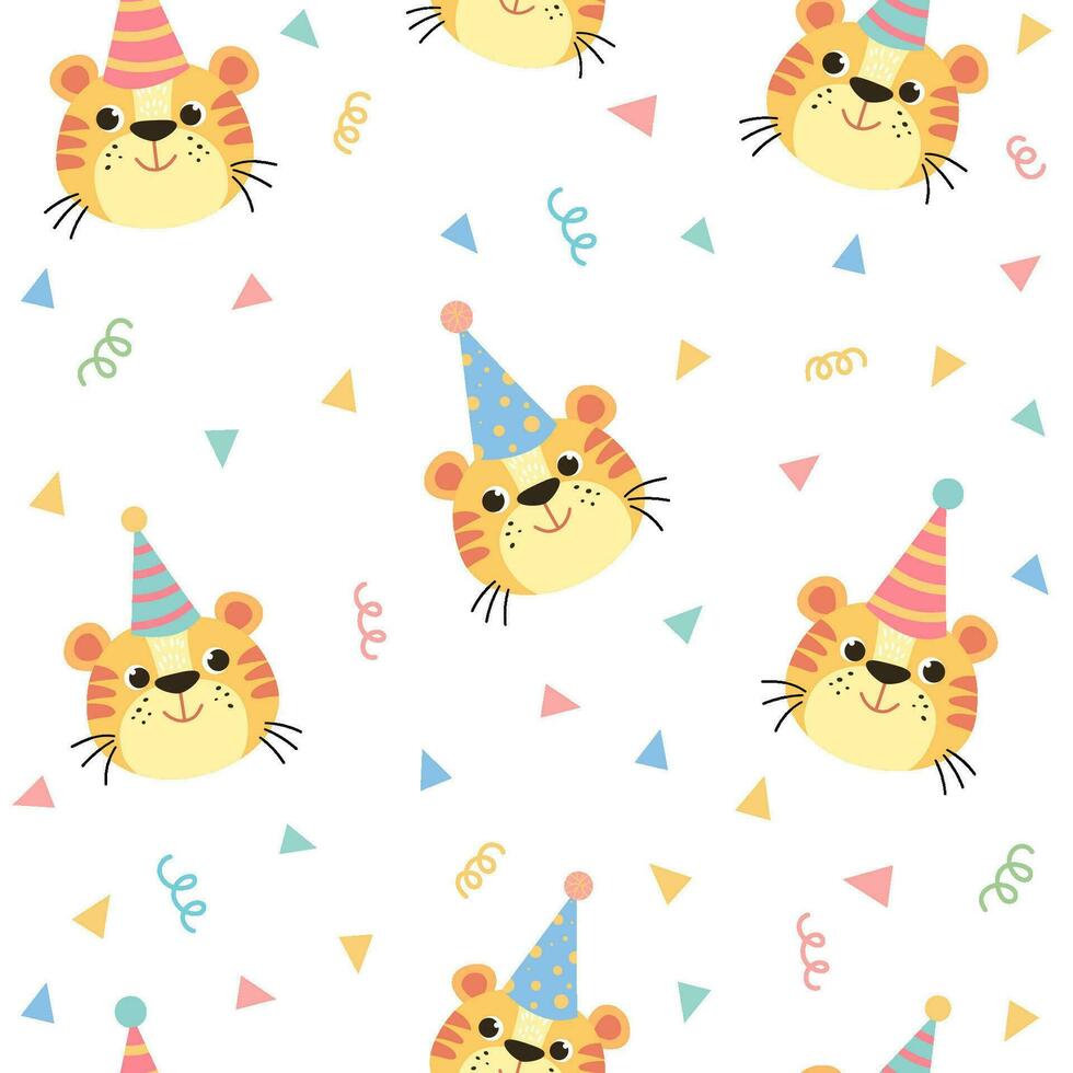 funny seamless patterns for babies. funny animals in cartoon style for birthday decoration. vector illustration