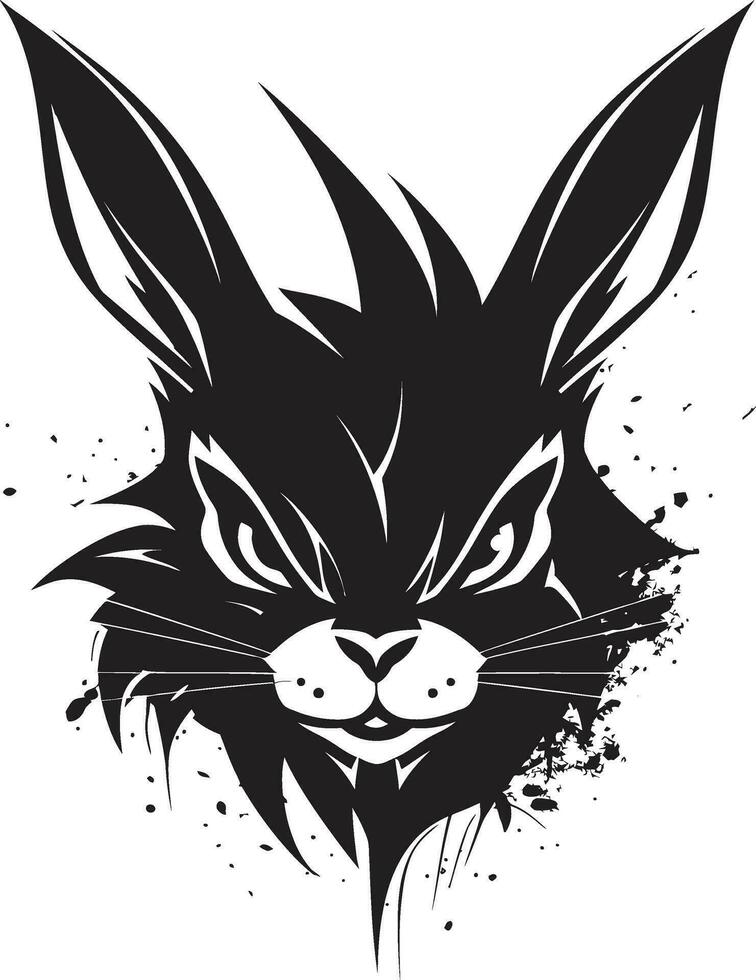 Rabbit Silhouette Badge of Honor Geometric Black Rabbit Logo vector