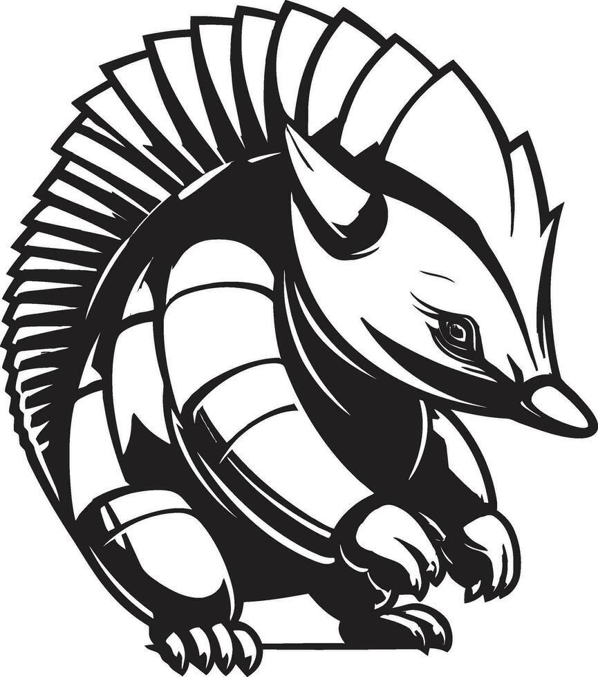 Crafted Resilience Black Armadillo Logo Sleek Silhouette in Black Armadillo Art vector