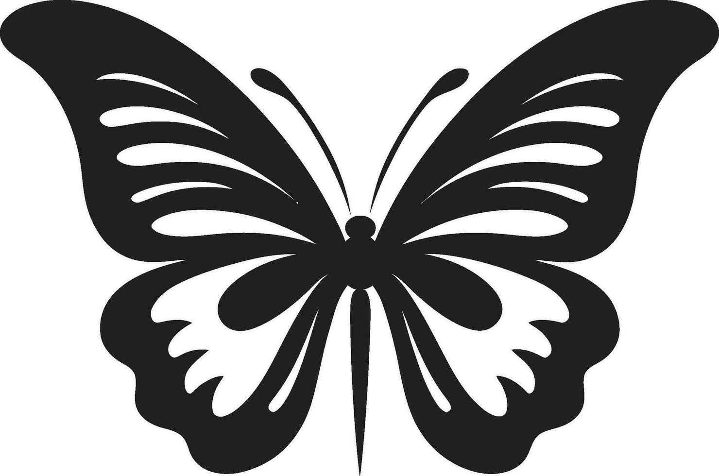 pulcro y misterioso negro vector emblema mariposa silueta en oscuridad noir icono