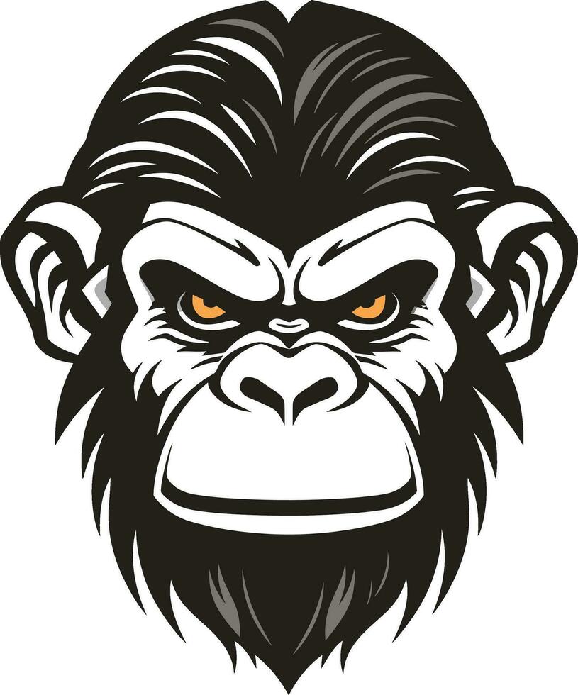 Noir Ape Icon A Modern Tribute to Natures Majesty Wild Wisdom in Black Chimpanzee Symbol of Intelligence vector