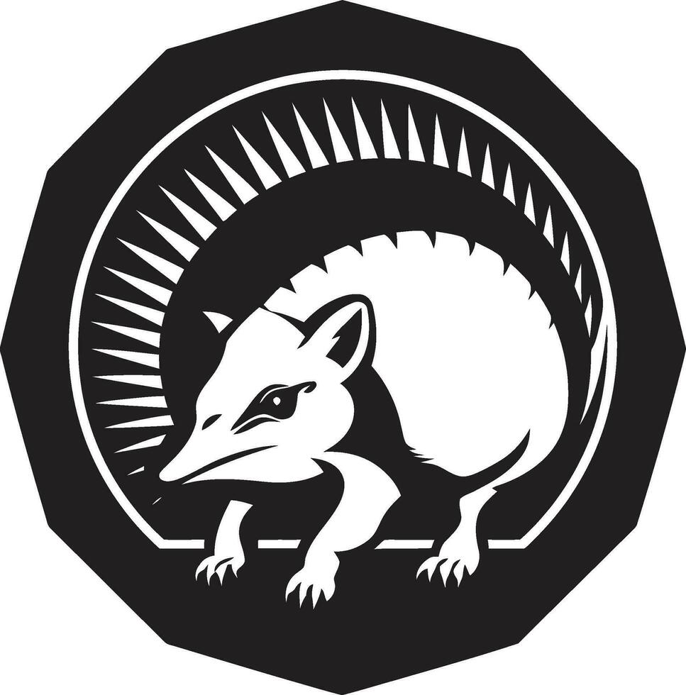 el elegancia de oscuridad negro armadillo icono majestuoso Resiliencia noir armadillo emblema vector