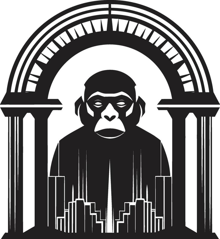 Ape Silhouette in Shadows Black Chimpanzee Design Elegant Primate Icon Black Vector Tribute