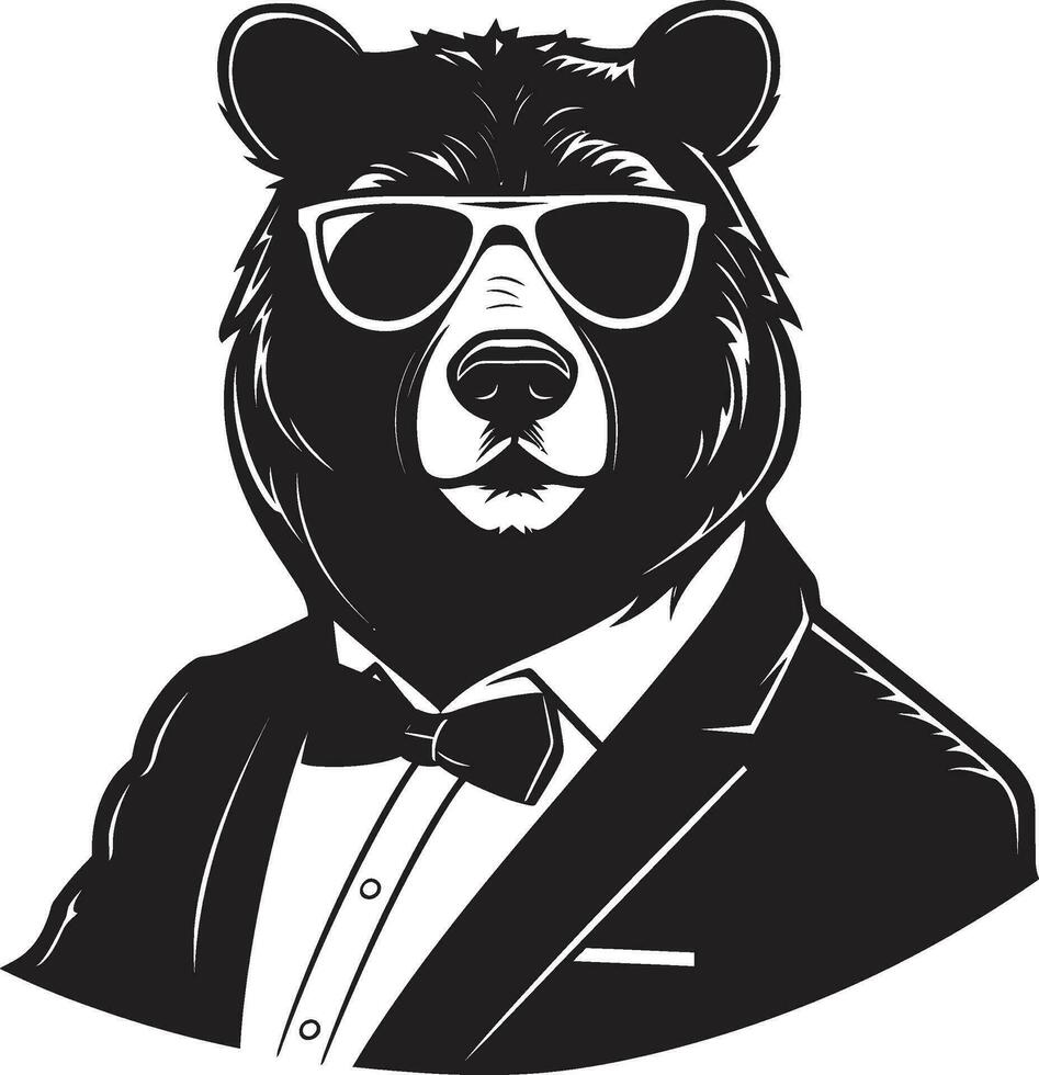 Bear Monarchy Badge Powerful Leader Icon vector