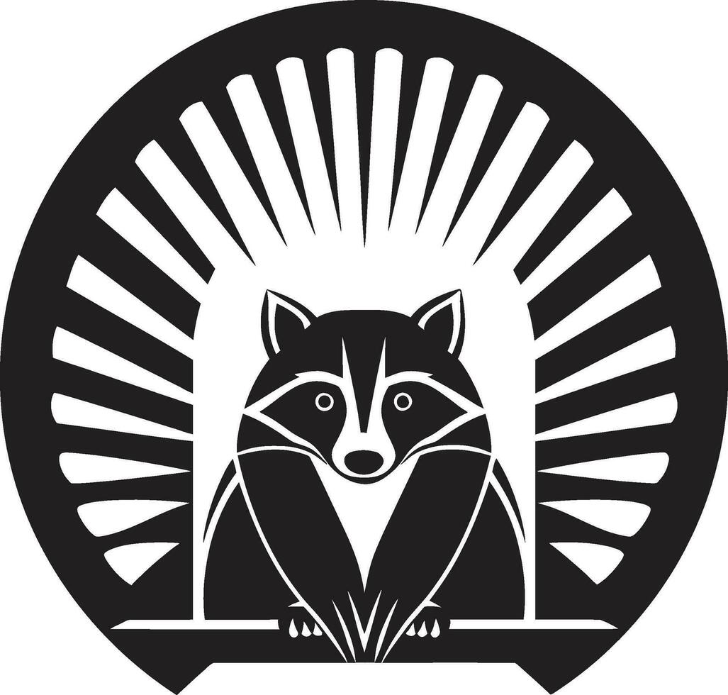 Minimalist Masked Bandit Emblem Raccoon Silhouette Badge of Honor vector