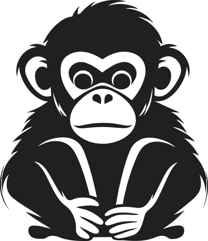 Majestic Primate Majesty Black Vector Wildlife Design Chimpanzee Silhouette in Noir A Tribute to Wildlife