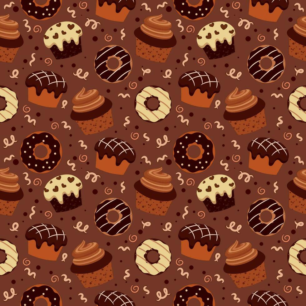 seamless pattern with chocolate products. vector illustration