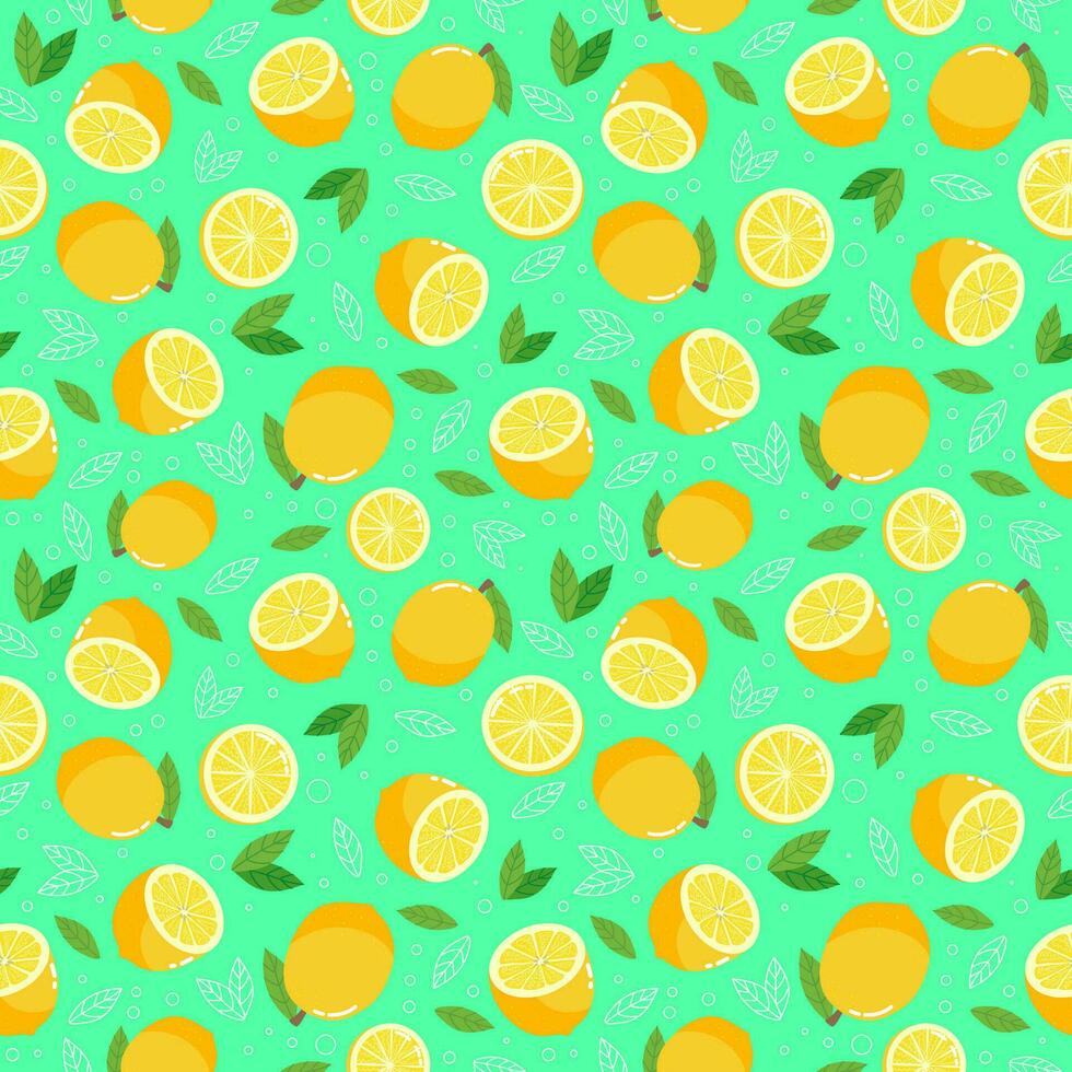 Colorful summer seamless pattern with lemons. Vector illustration