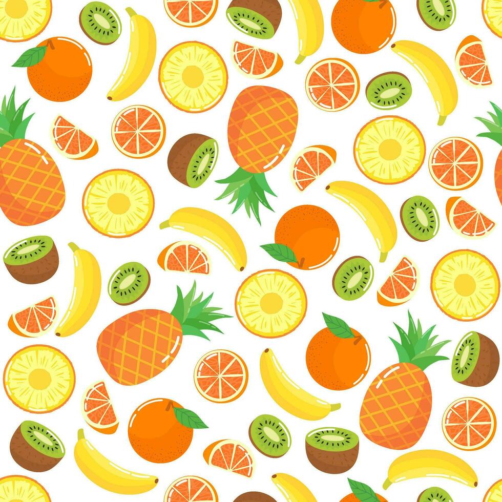 Colorful summer seamless pattern with fruit. Vector illustration