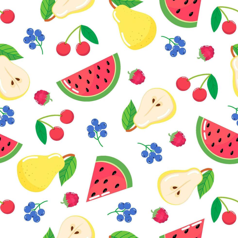 fruit and berries. seamless pattern. vector image. for printing on fabrics, paper cups, wrapping paper, phone cases. for party