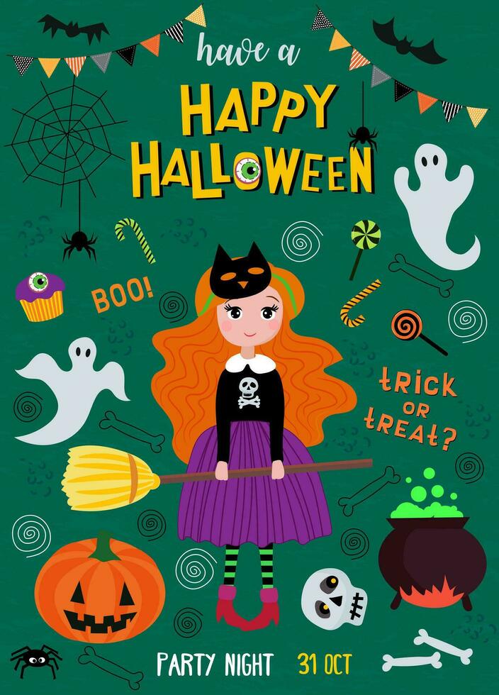 halloween party invitation. vector image