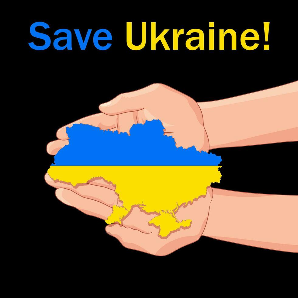 Written support for Ukraine - in Ukrainian. Stop the war, help Ukraine. stop the text of the military banner with a map of Ukraine in the hands. International protest Stop the war against Ukraine vector