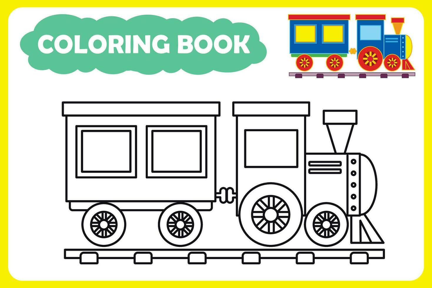 template for children's coloring book. color example. passenger car vector illustration