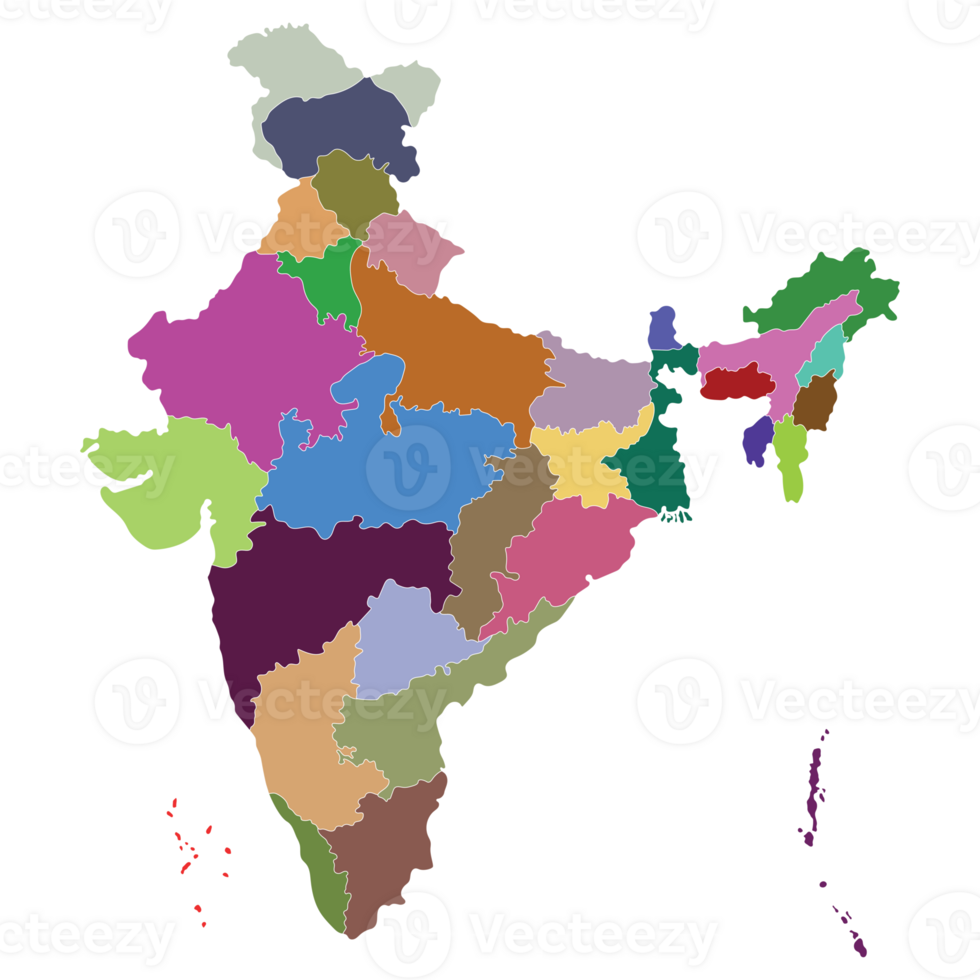 Map of India administrative regions. India map png