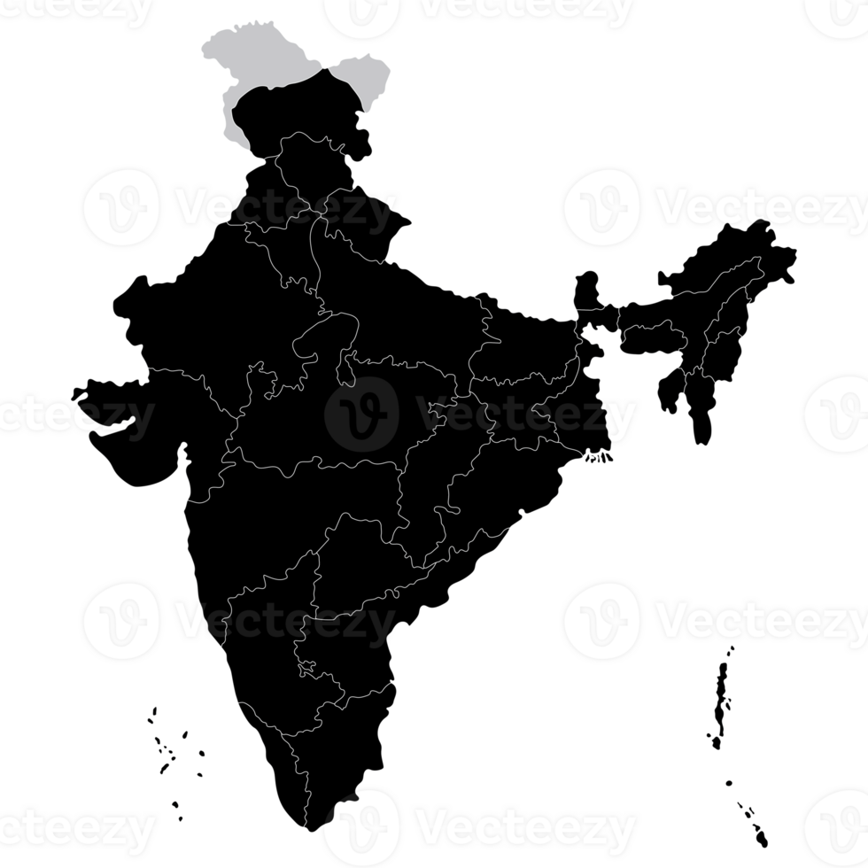 Map of India administrative regions. India map png