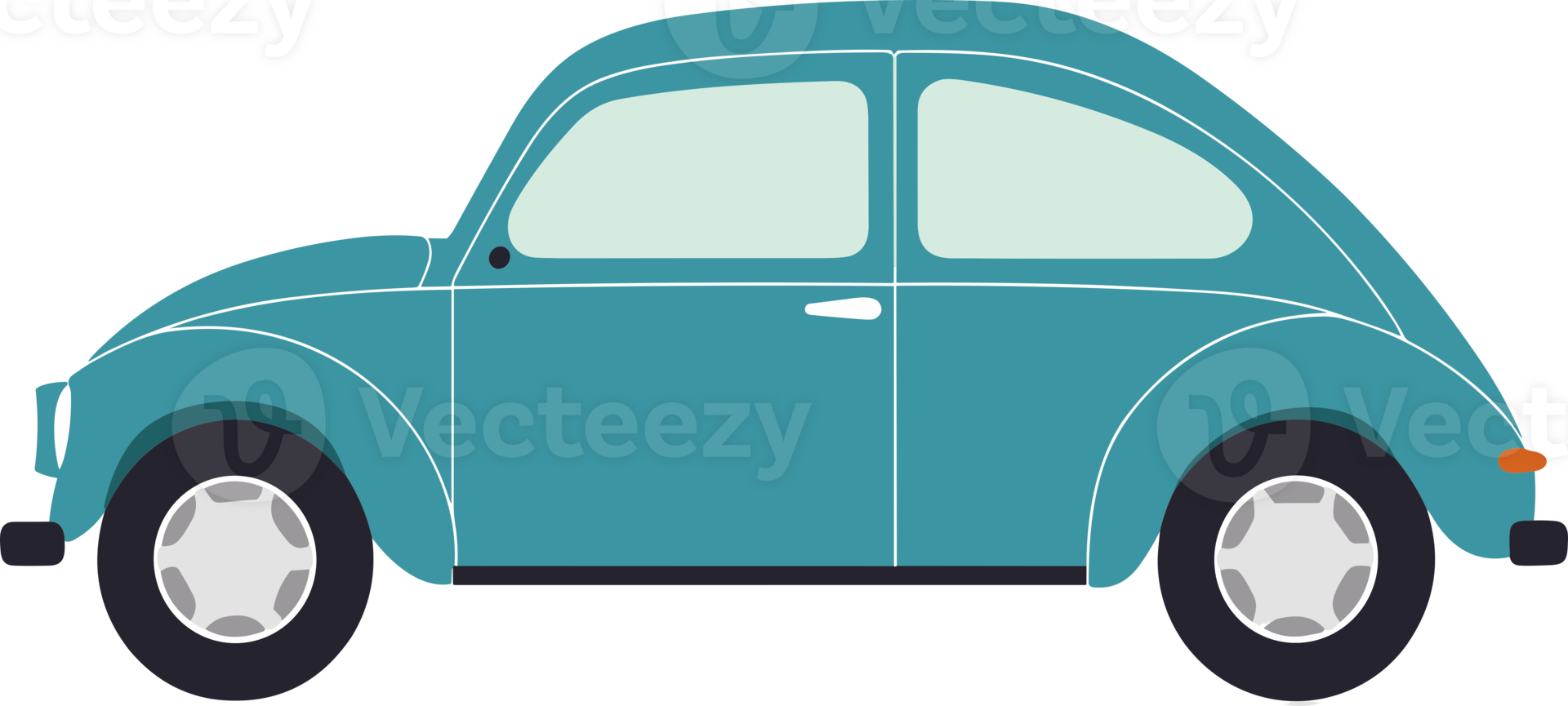 Blue Pastel Vintage Car Illustration png