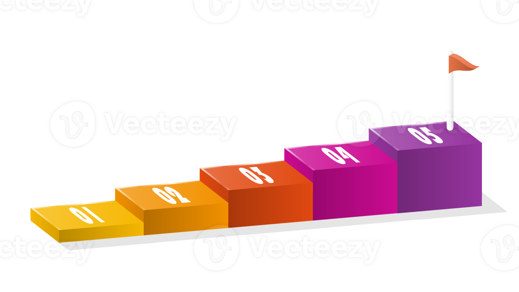 Bar chart rectangular 3d, Infographics elements diagram with 5 steps. png