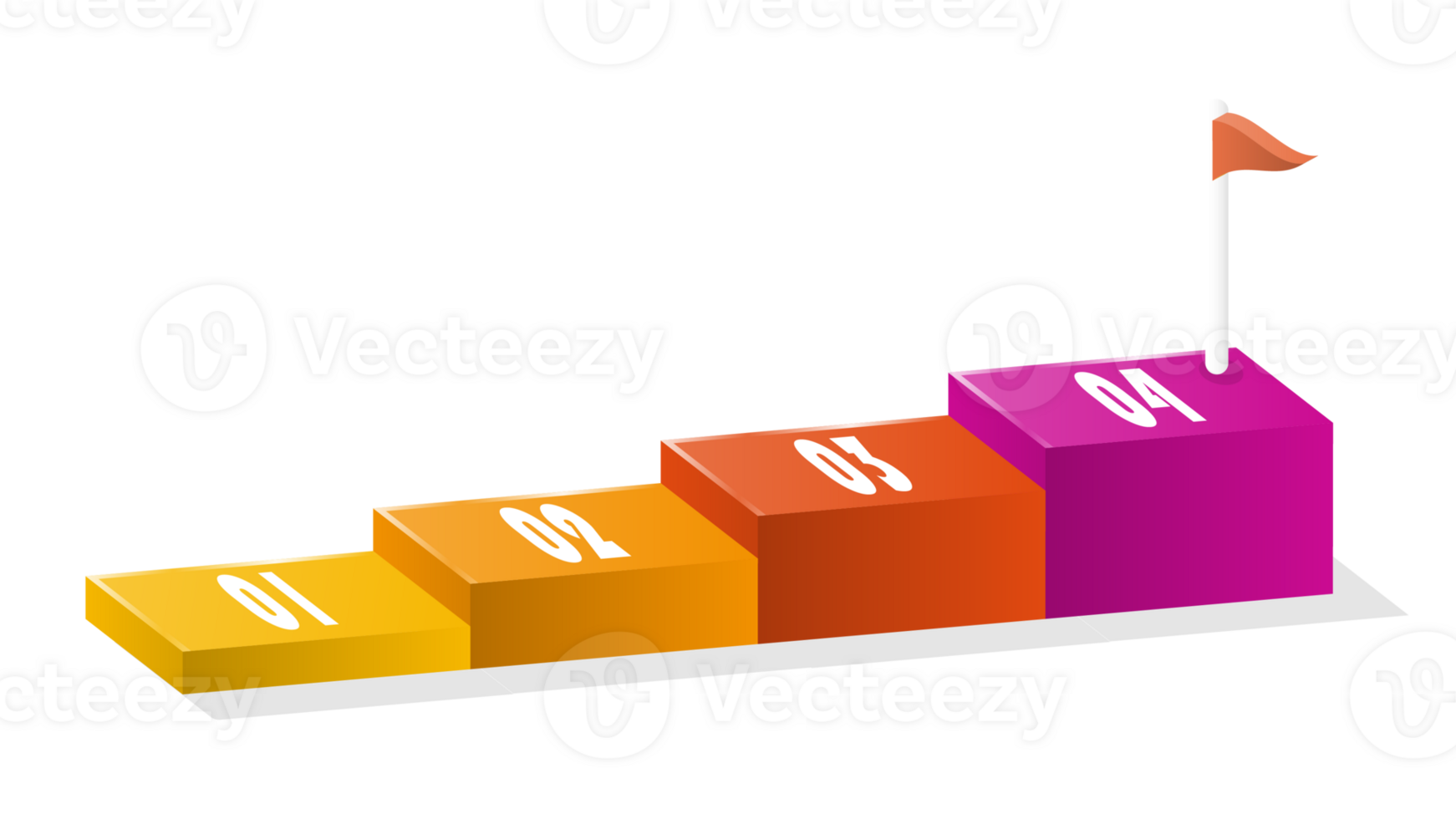 Bar chart rectangular 3d, Infographics elements diagram with 4 steps. png