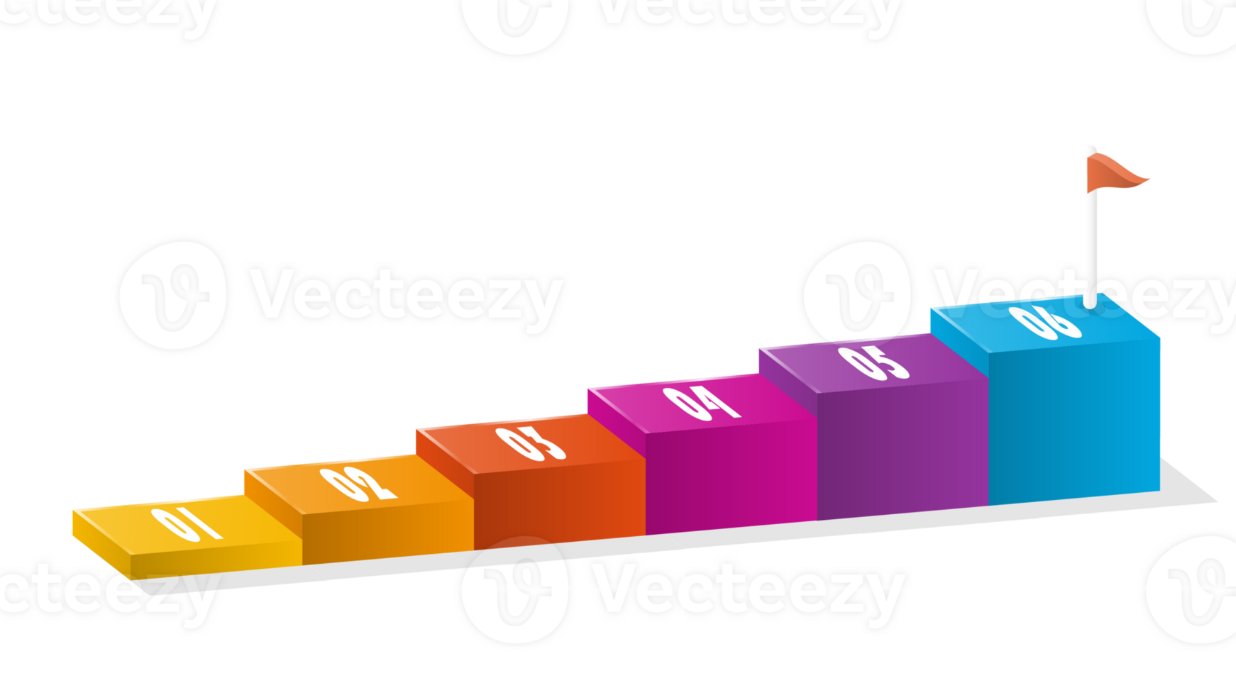 Bar chart rectangular 3d, Infographics elements diagram with 6 steps. png