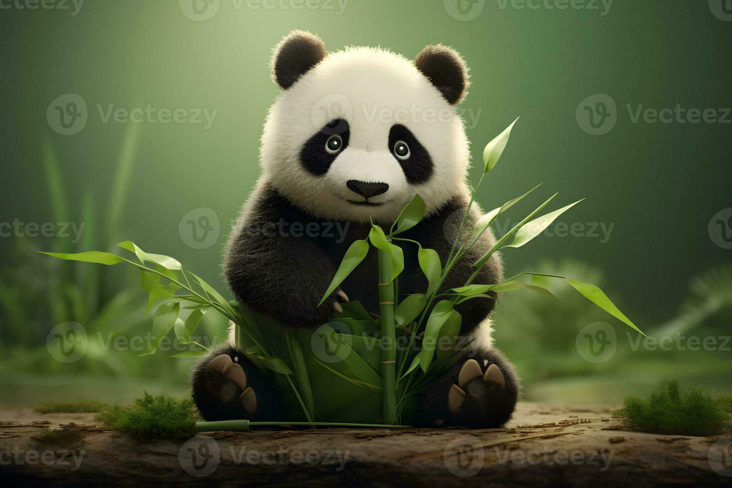 un linda panda oso disfrutando el herboso paisaje. ai generado foto