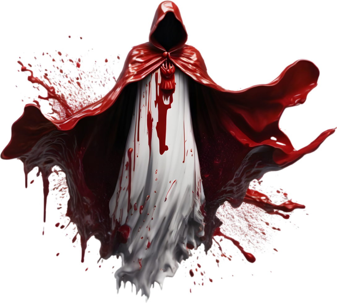 A ghost king with blood splattered all around. AI-Generated. png