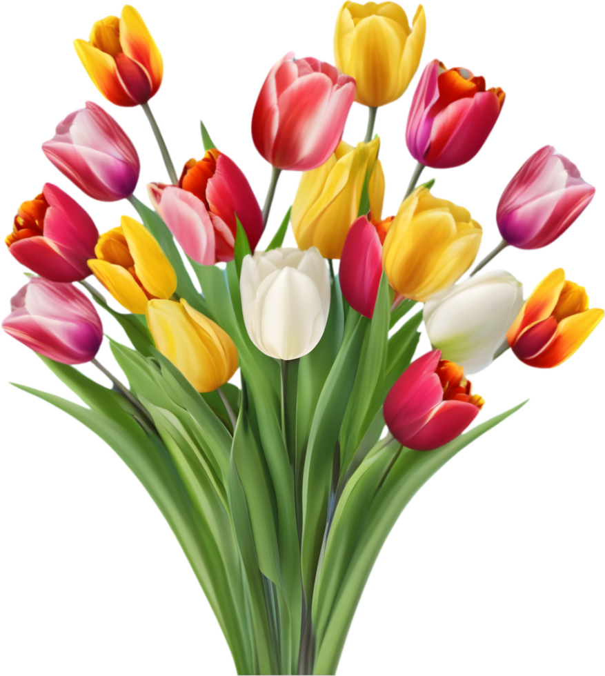 A close-up painting of tulips. AI-Generated. png