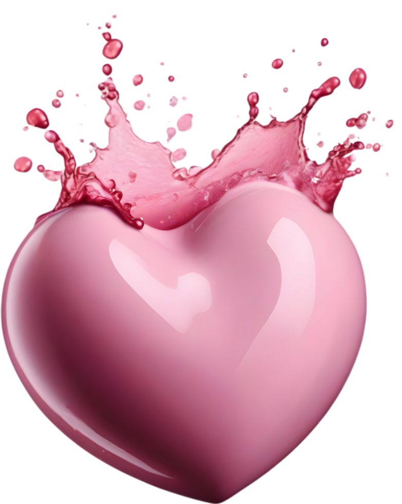 Liquid splashes in the shape of a heart. AI-Generated. png