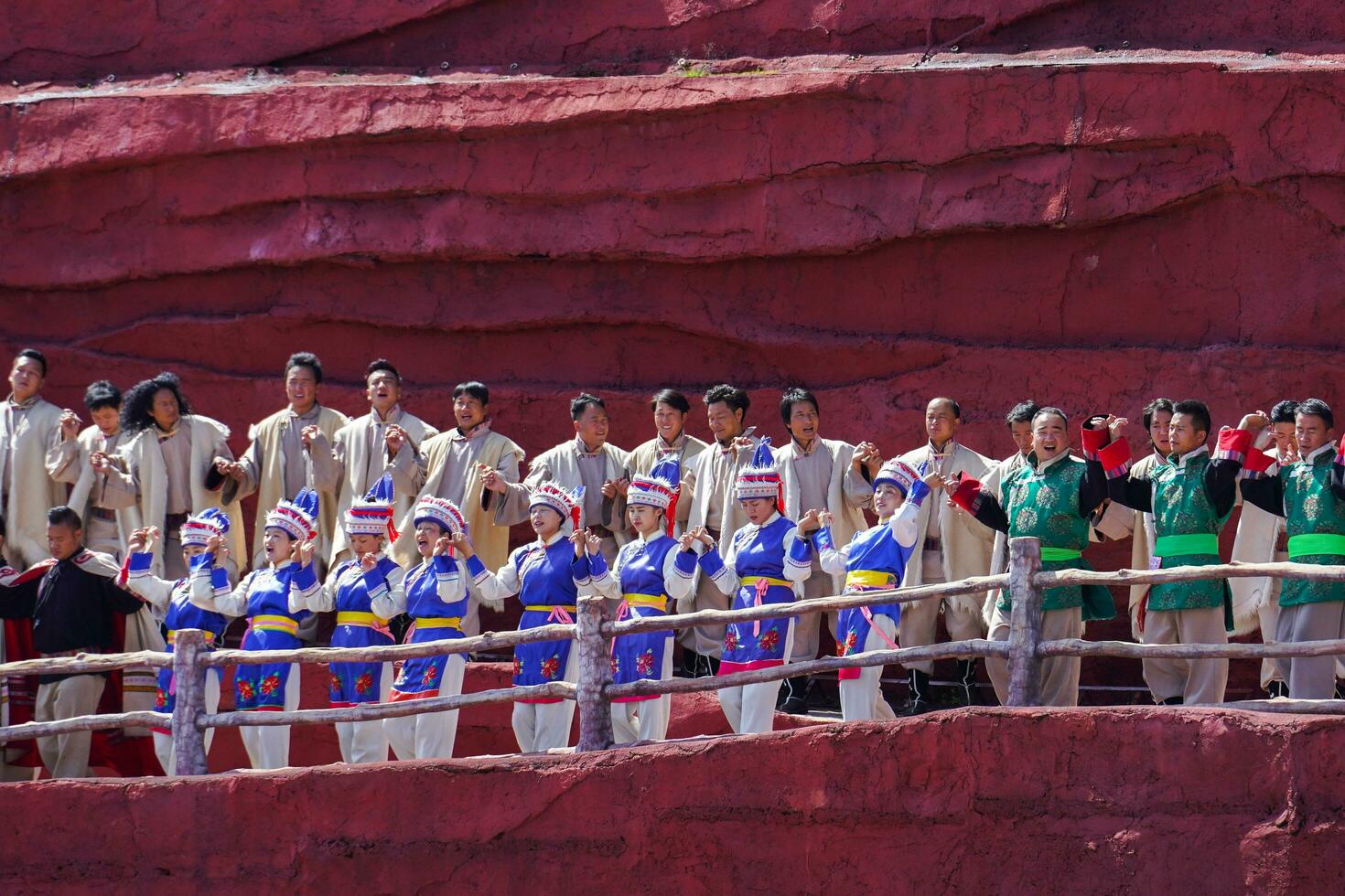 Lijiang ,China- SEP 04,2023 -Impression Lijiang is a grand traditional show located in the Jade Dragon Snow Mountain scenic area, Lijiang, Yunnan, China. photo