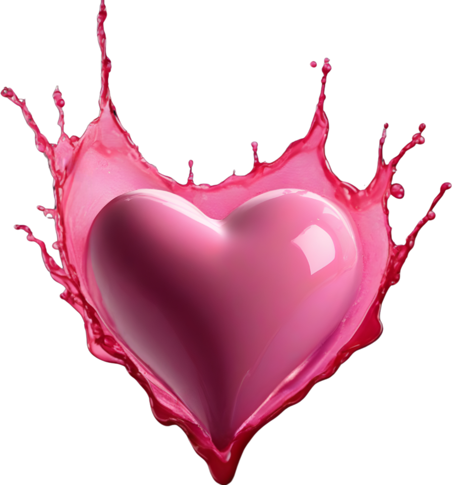 Liquid splashes in the shape of a heart. AI-Generated. png