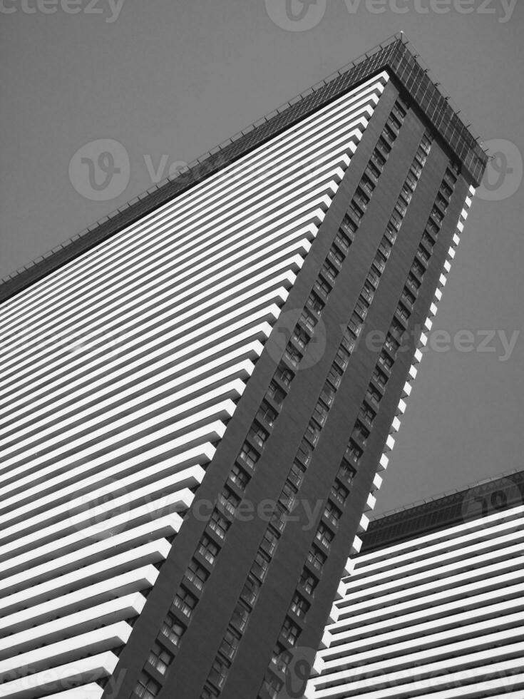 Black and white image of modern architecture. photo