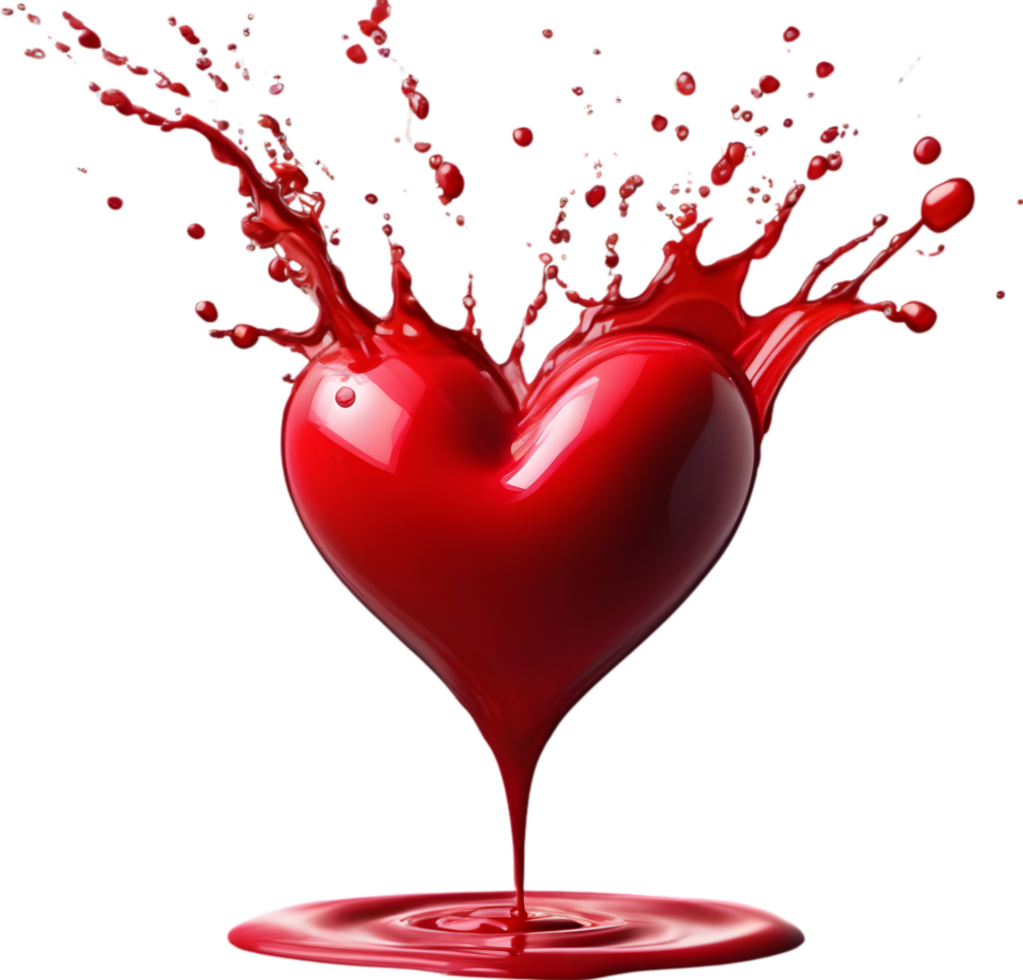 Liquid splashes in the shape of a heart. AI-Generated. png