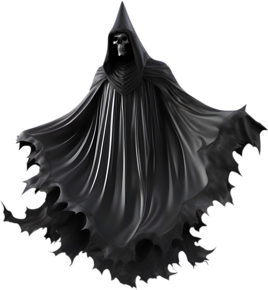 A terrifying black ghost king floated in the air. AI-Generated. png