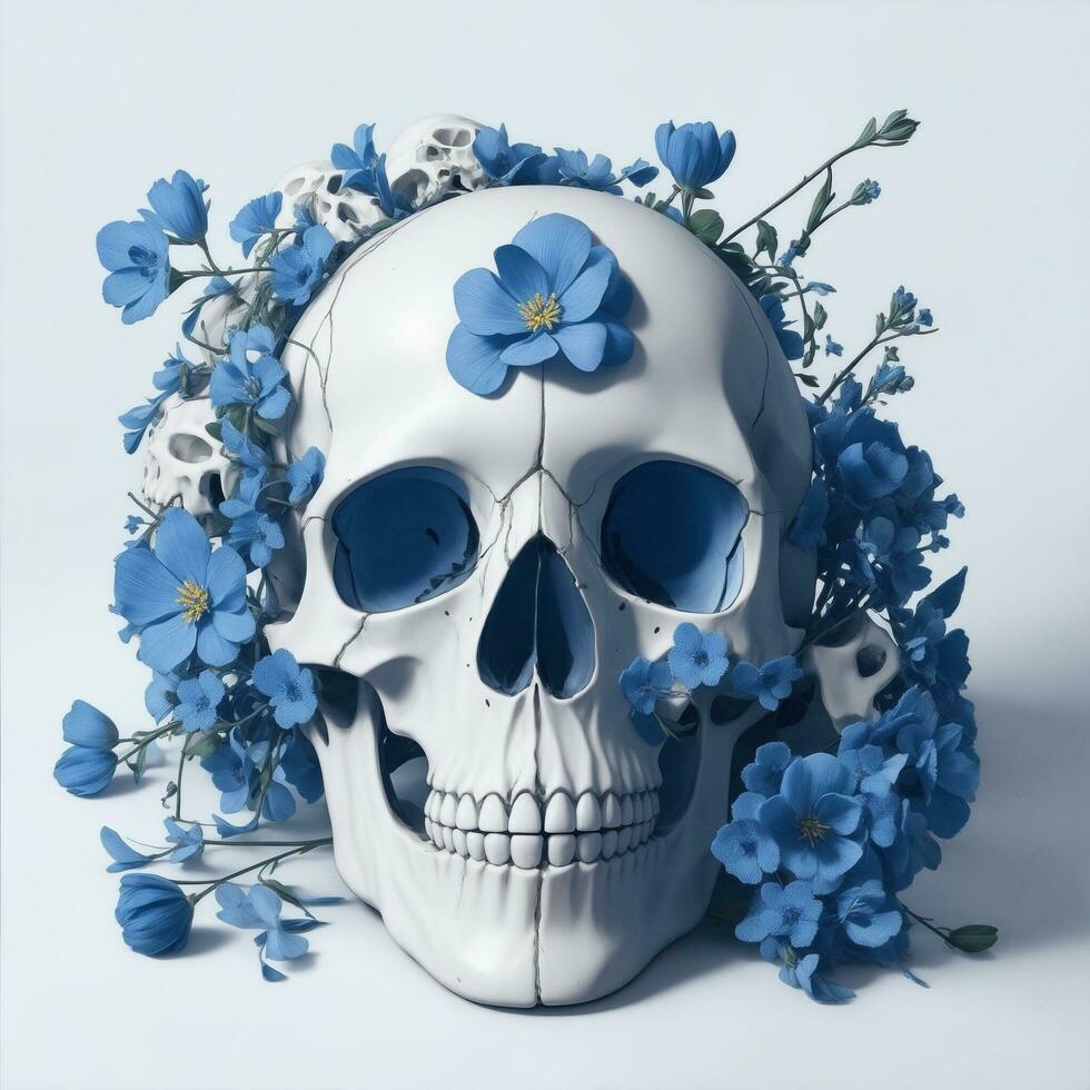 Skull And Flowers Ai Generative photo