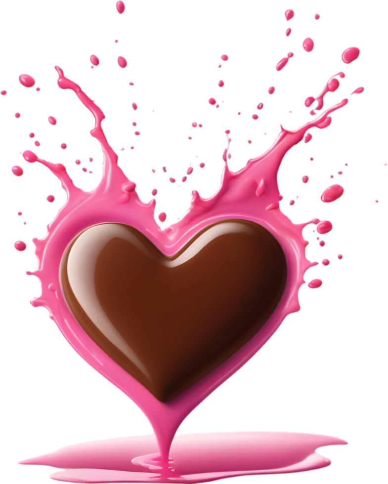 Liquid splashes in the shape of a heart. AI-Generated. png