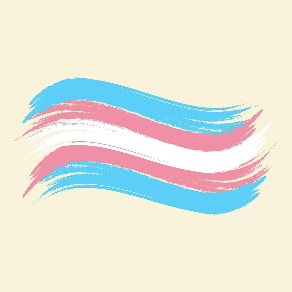 Transgénero arco iris bandera. azul, rosado y blanco cepillo golpes ondas. género identidad, género elección, género transición, género autodeterminación concepto. vector