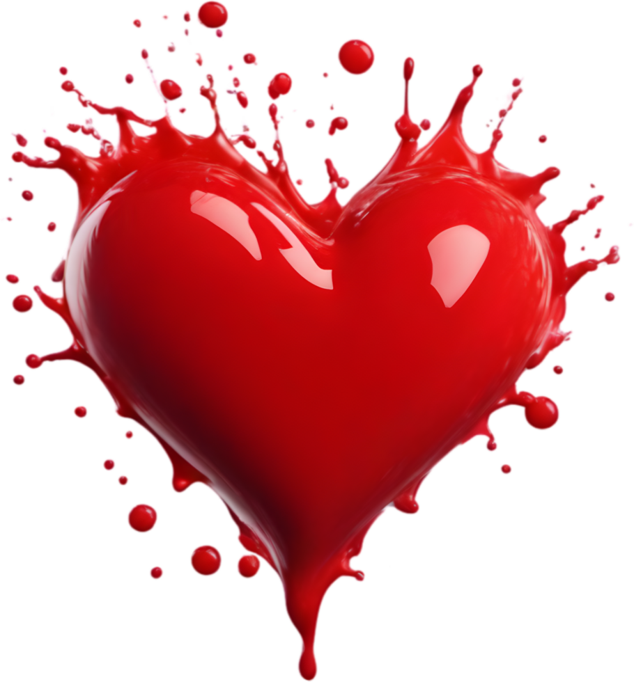 Liquid splashes in the shape of a heart. AI-Generated. png
