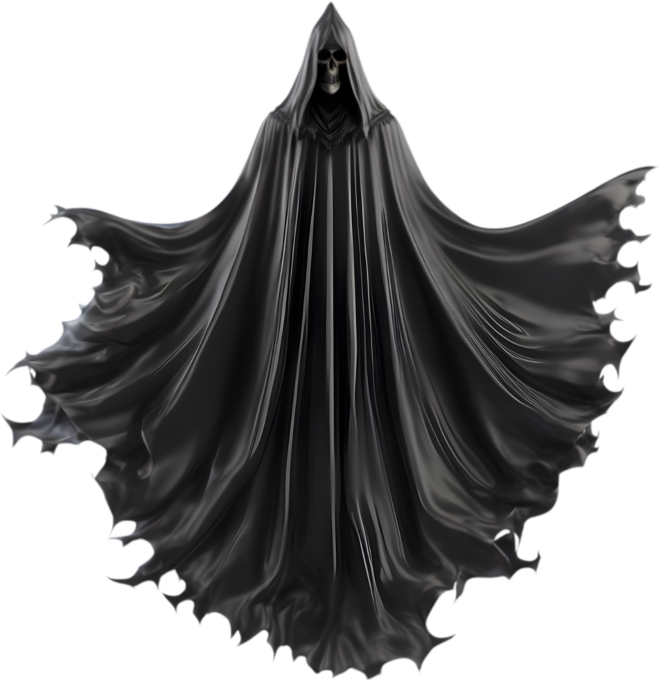 A terrifying black ghost king floated in the air. AI-Generated. png